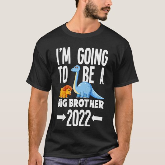 Kinder, die ich ein großer Bruder werden 2022 Dino T-Shirt (Vorderseite)