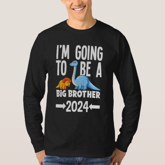Kinder, die ich ein großer Bruder werden 2024 Dino T-Shirt (Vorderseite)