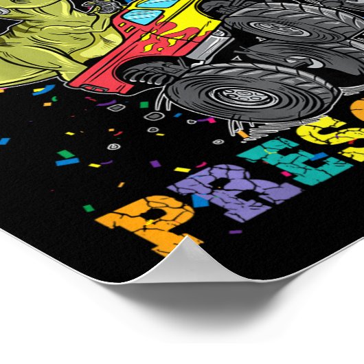 Kinder, die ich kurz vor dem K Monster Truck Dinos Poster (Ecke)