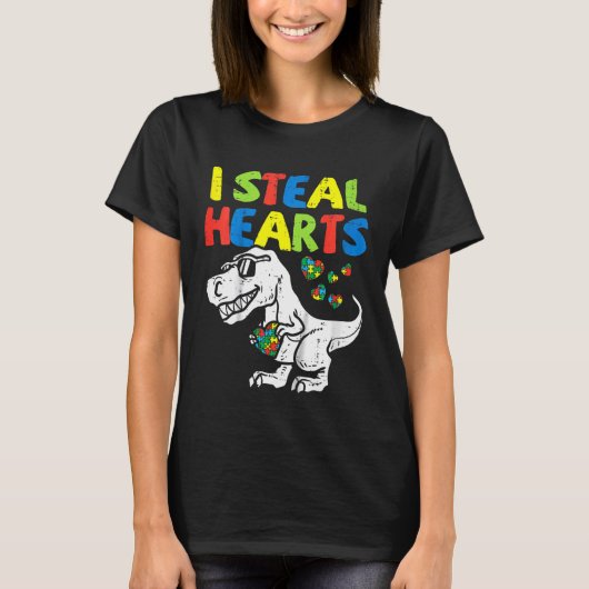Kinder, die ich stehle Herz Trex Dinosaur Kleinkin T-Shirt (Vorderseite)