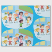 Kinder, die im Klassenzimmer spielen Geschenkpapier (Flach)