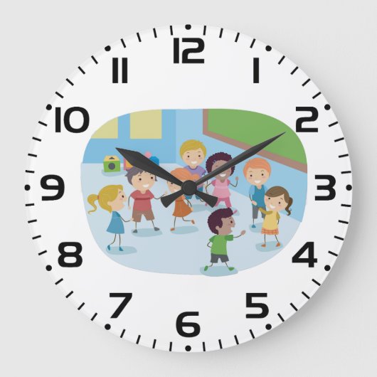 Kinder, die im Klassenzimmer spielen Große Wanduhr (Vorderseite)