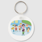 Kinder, die im Klassenzimmer spielen Schlüsselanhänger (Vorderseite)