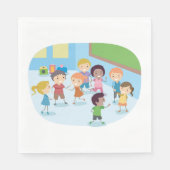 Kinder, die im Klassenzimmer spielen Serviette (Vorderseite)