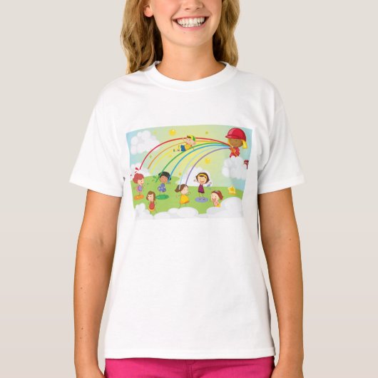 Kinder, die im Park Girls T - Shirt spielen (Vorderseite)