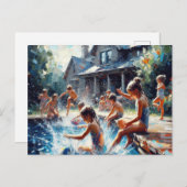 Kinder, die im Pool spielen Postkarte (Vorne/Hinten)