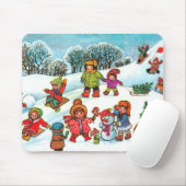 Kinder, die im Schnee spielen Mousepad (Mit Mouse)