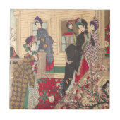 Kinder, die im Schnee unter Pflaumen-Bäumen Fliese (Vorderseite)