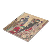 Kinder, die im Schnee unter Pflaumen-Bäumen Fliese (Seite)