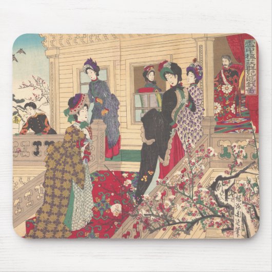 Kinder, die im Schnee unter Pflaumen-Bäumen Mousepad (Vorne)