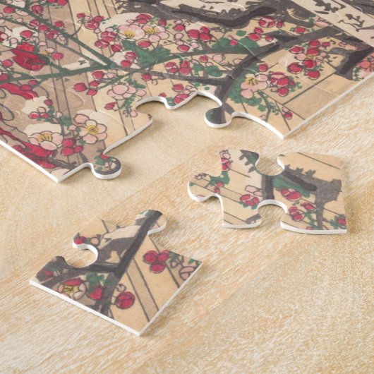 Kinder, die im Schnee unter Pflaumen-Bäumen Puzzle (Seite)