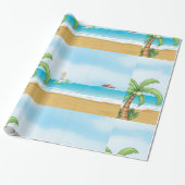Kinder, die im Sommer im tropischen Beach Fun surf Geschenkpapier (Ungerollt)