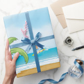 Kinder, die im Sommer im tropischen Beach Fun surf Geschenkpapier