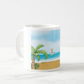 Kinder, die im Sommer im tropischen Beach Fun surf Kaffeetasse (Vorderseite Links)
