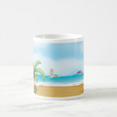 Kinder, die im Sommer im tropischen Beach Fun surf Kaffeetasse (Mittel)