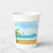 Kinder, die im Sommer im tropischen Beach Fun surf Pappbecher (Vorderseite)