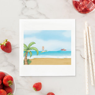 Kinder, die im Sommer im tropischen Beach Fun surf Serviette