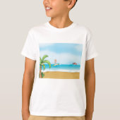 Kinder, die im Sommer im tropischen Beach Fun surf T-Shirt (Vorderseite)
