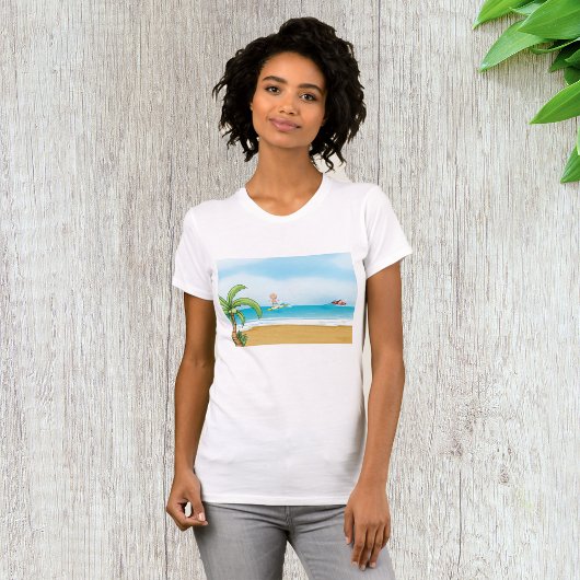 Kinder, die im Sommer im tropischen Beach Fun surf T-Shirt