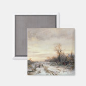 Kinder, die im Winter spielen Magnet (Vorderseite/Rückseite)
