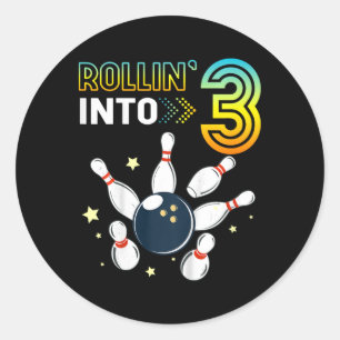 Kinder, die in den 3 Jahre alten Geburtstag Bowlin Runder Aufkleber