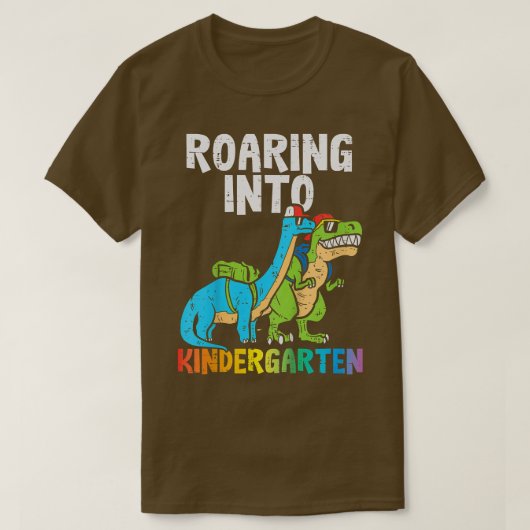 Kinder, die in den Kindergarten Dinosaurier Trex F T-Shirt (Design vorne)