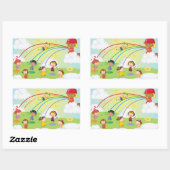 Kinder, die in einem Parkhafter spielen Rechteckiger Aufkleber (Blatt)