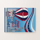 Kinder, die in einem patriotischen Heißluftballon Puzzle (Horizontal)