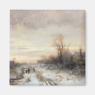 Kinder, die in einer Winterlandschaft spielen Magnet