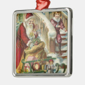 Kinder, die laufen, um Sankt zu grüßen Silbernes Ornament (Links)