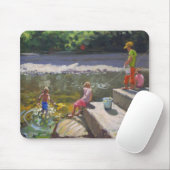 Kinder, die Looe Cornwall 2014 fischen Mousepad (Mit Mouse)