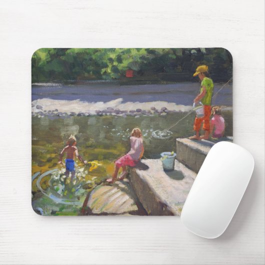 Kinder, die Looe Cornwall 2014 fischen Mousepad (Mit Mouse)
