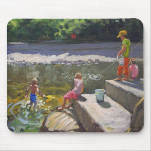 Kinder, die Looe Cornwall 2014 fischen Mousepad