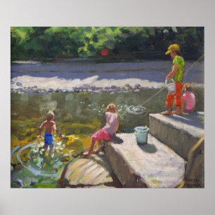 Kinder, die Looe Cornwall 2014 fischen Poster