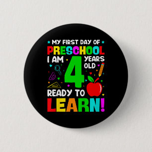 Kinder, die meinen ersten Tag der Vorschule 4 Jahr Button