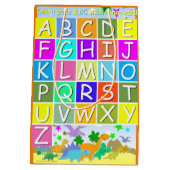 Kinder, die mit Dinosauriern ABC und Zählung Mittlere Geschenktüte (Rückseite)