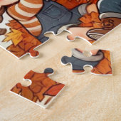 Kinder, die mit einem Haufen gefallener Blätter sp Puzzle (Seite)