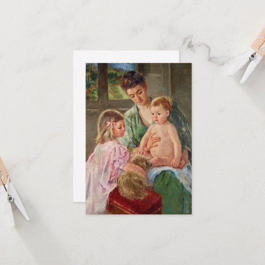 Kinder, die mit einem Hund von Mary Cassatt spiele Karte (Vorderseite/Rückseite Beispiel)