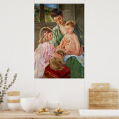 Kinder, die mit einem Hund von Mary Cassatt spiele Poster (Küche)