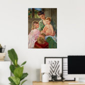 Kinder, die mit einem Hund von Mary Cassatt spiele Poster (Heimbüro)