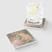 Kinder, die mit einem Hund von Mary Cassatt spiele Steinuntersetzer (Seitenansicht)