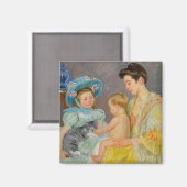 Kinder, die mit einer Katze spielen | Mary Cassatt Magnet (Vorderseite/Rückseite)