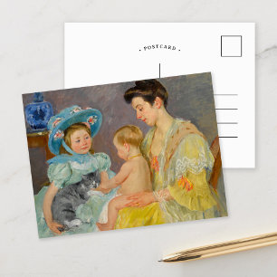 Kinder, die mit einer Katze spielen   Mary Cassatt Postkarte