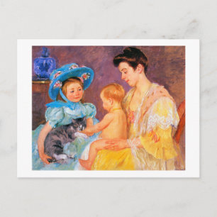 Kinder, die mit einer Katze spielen, Mary Cassatt Postkarte
