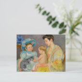 Kinder, die mit einer Katze spielen | Mary Cassatt Postkarte (Stehend Vorderseite)