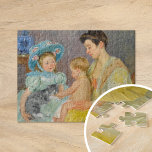 Kinder, die mit einer Katze spielen | Mary Cassatt Puzzle<br><div class="desc">Kinder spielen mit einer Katze (1908) von der amerikanischen Impressionistin Mary Cassatt. Original Fine Art Malerei zeigt ein Portrait einer Mutter mit ihren kleinen Kindern,  die mit einer Katze spielen. Verwenden Sie die Entwurfstools,  um einen benutzerdefinierten Text hinzuzufügen oder das Bild zu personalisieren.</div>