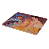 Kinder, die mit einer Katze spielen (von Mary Cass Schneidebrett (Ecke)