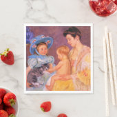 Kinder, die mit einer Katze spielen (von Mary Cass Serviette (Beispiel)