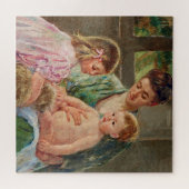 Kinder, die mit Hund spielen von Mary Cassatt Puzzle (Horizontal)