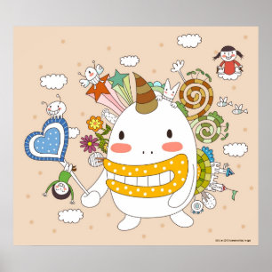 Kinder, die mit Monster spielen Poster